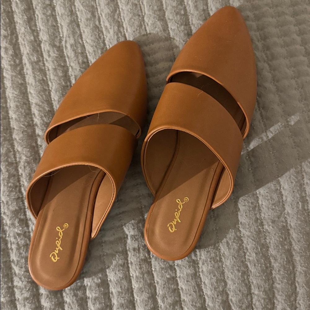 Chic Tan Slip-On Mules